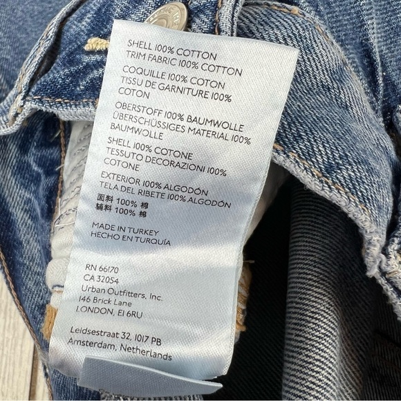 Free People McCoy Destroyed Patch Straight Leg Jeans 26 Tattered Blue $148 - Picture 9 of 11